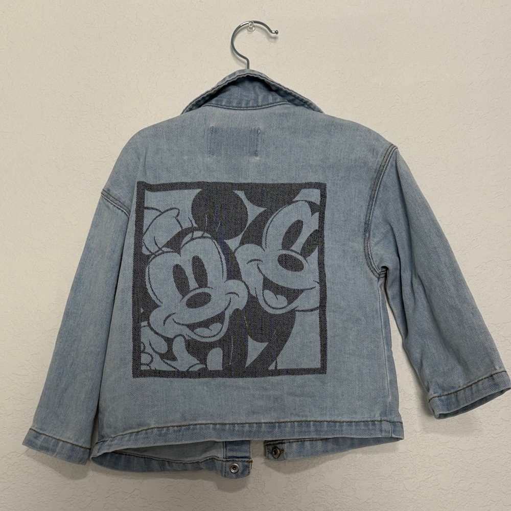 Zara Light Blue Jean Jacket with Mickey and Minnie Mouse - Disney Kids